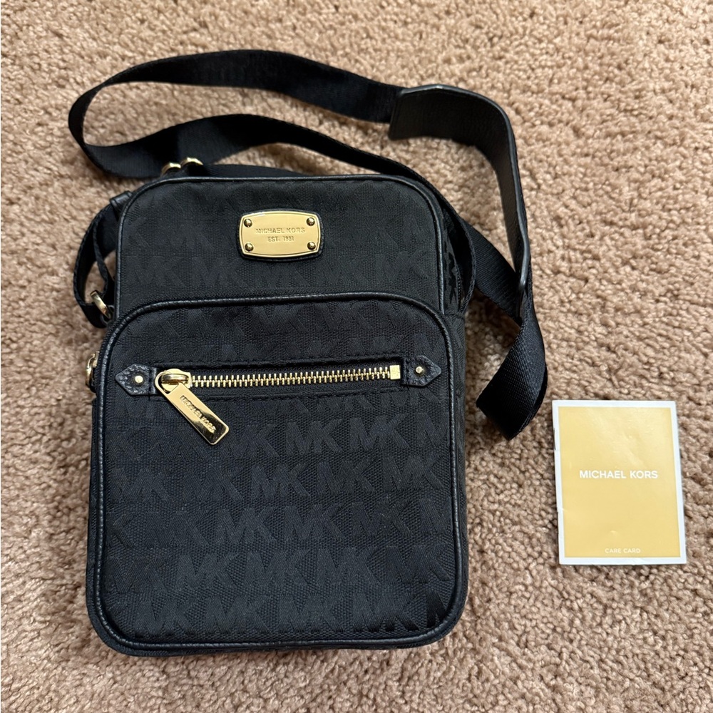 Michael Kors Black Messenger Bag with Gold Accents - Picture 5 of 5
